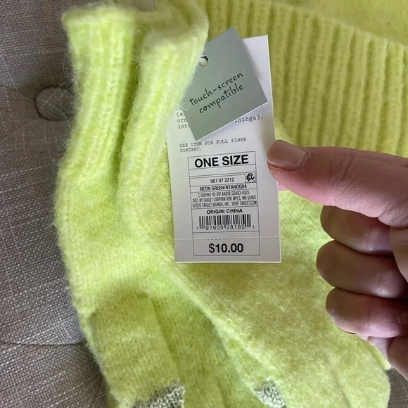 Women's Chartreuse/ Lime A New Day by Target Hat and Glove Set - Picture 5 of 6